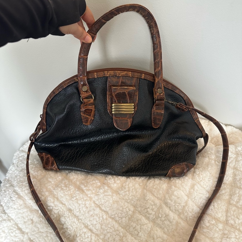 Elegant Alligator Black and Brown Women's Handbag